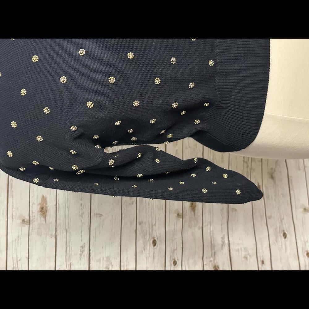 Vtg Marissa Christina Classic navy blue gold beading cardigan sweater Size Large - Picture 5 of 8